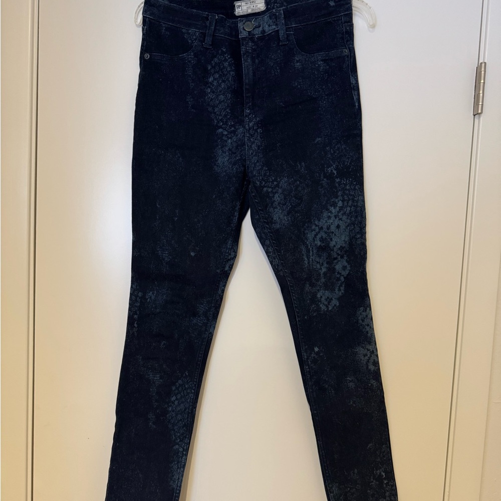 Free People Black Snake-Print Jeans
